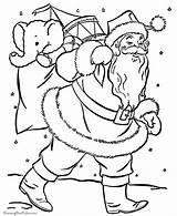 Coloring Pages Santa Christmas Bag His Claus Toys Printing Help Tree Printable sketch template