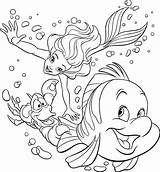Disney Coloring Pages Printable Ariel Colouring Princess Kids Easy Flounder Mermaid Print Mandala Sheet Sheets Color Adult Adults Children Little sketch template