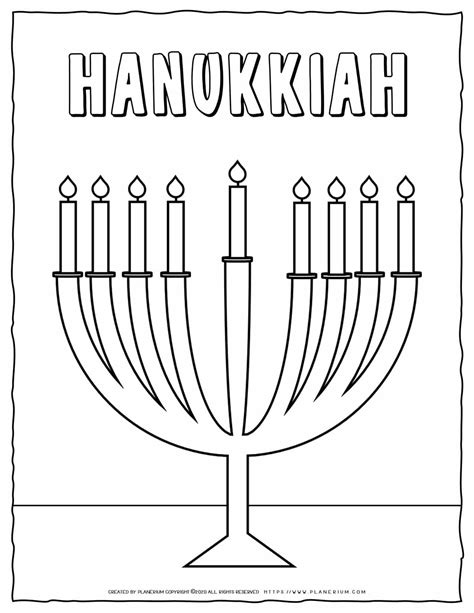 hanukkah menorah coloring page  printable planerium