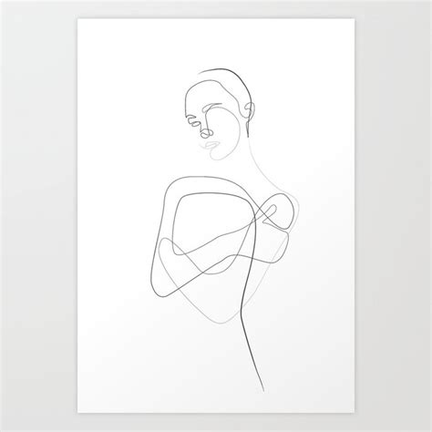 Abstract Female Body Line Illustration Art Print By