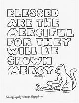 Coloring Pages Kids Blessed Merciful Matthew School Bible Beatitudes Printable Colouring Sunday Color Sheets Print Scripture Mercy Children Crafts Coloringpagesbymradron sketch template