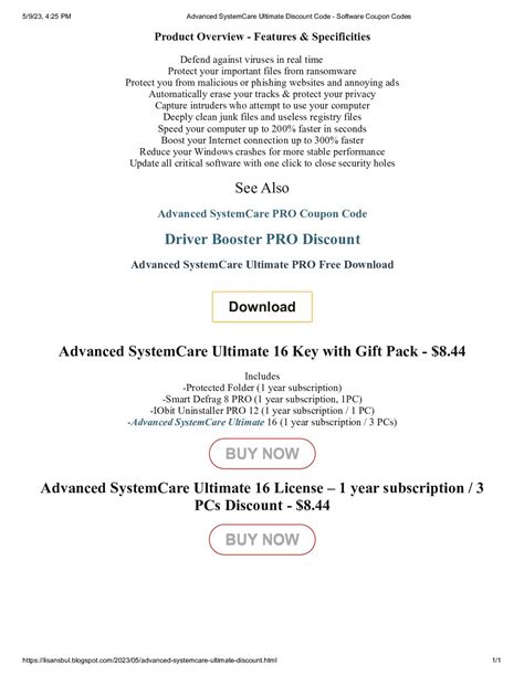 calameo advanced systemcare ultimate discount coupon