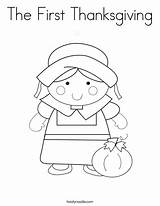 Coloring Thanksgiving First Pilgrim Girl Print Ll sketch template