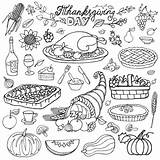 Thanksgiving Coloring Pages Food Turkey Adult Cornucopia Printable Adults Harvest Icons Dinner Pumpkin Colouring Drawing Color Sheets Cakes Doodle Thankful sketch template
