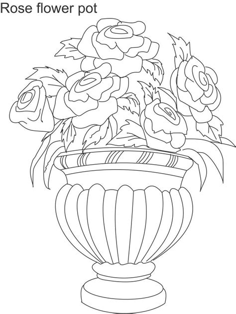 flower pot coloring printable page  kids