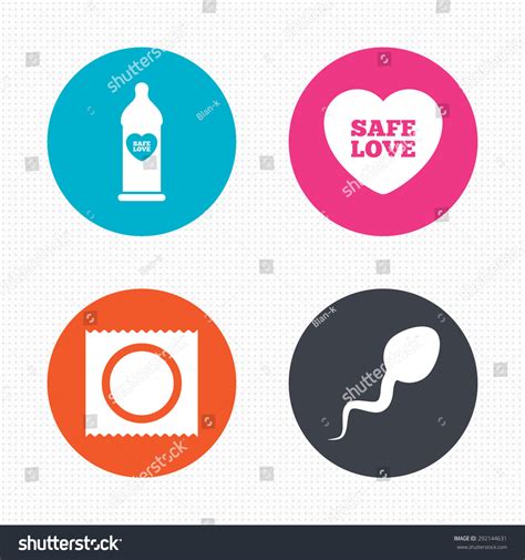 circle buttons safe sex love icons condom in package symbol sperm sign fertilization or