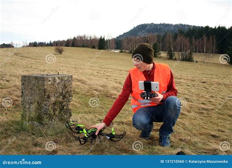 drone operator  testing  equipment stock photo image  hovering happy