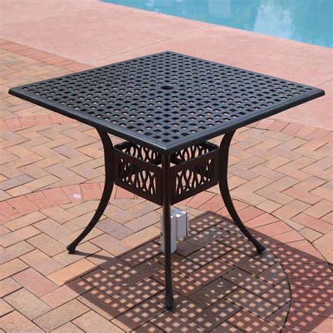 square outdoor patio table hampton bay oak heights metal square outdoor patio dining table