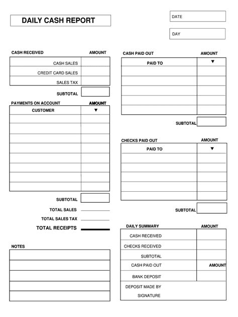 daily collection report format  excel fill  printable