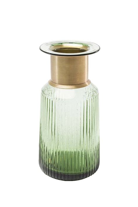 Gold Neck Green Tinted Glass Bottle Vase From Rockett St