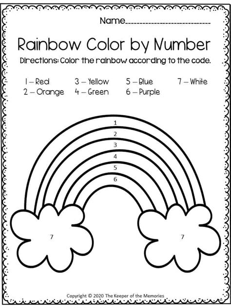 color   rainbow worksheet