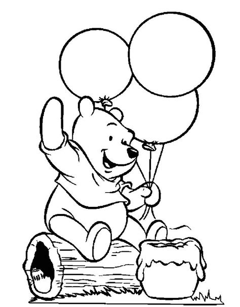 winnie  pooh holding balloons winnie  pooh coloring pages