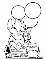 Pooh Winnie Balloons Coloring Pages Holding Kids Sheets Books sketch template