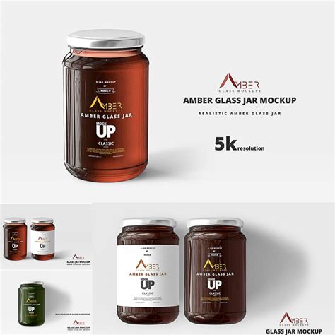amber glass jar mockup set free download