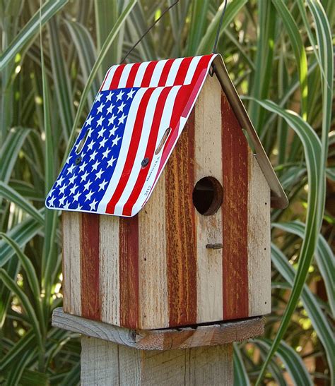 birdhouse stars  stripes flag birdhouse red white  blue birdhouse bird house feeder