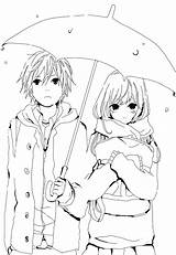 Coloring Anime Pages Couple Girl Boy Printable sketch template
