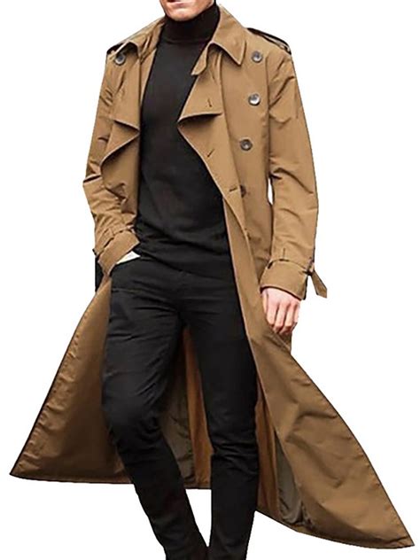 mens overcoat winter full length trench coat warm long jacket formal outerwear walmartcom