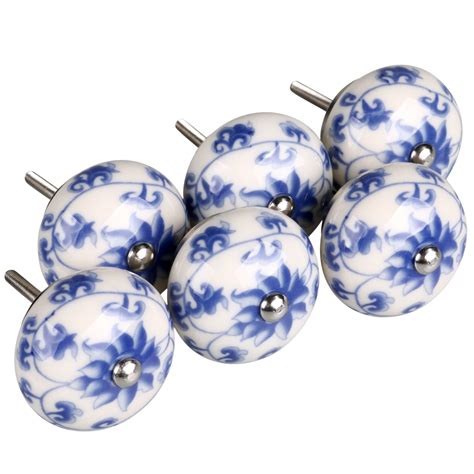 pcs knobs hand painted ceramic cabinet drawer door pull knobs blue