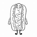 Cartoon Hot Dog Coloring Vector Book Food Color Character Illustration Preview sketch template