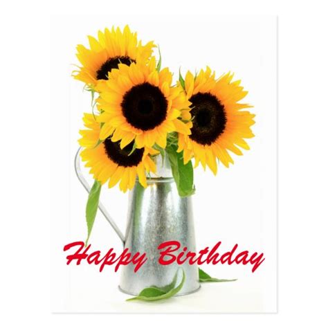 happy birthday sunflowers bouquet postcard zazzlecom