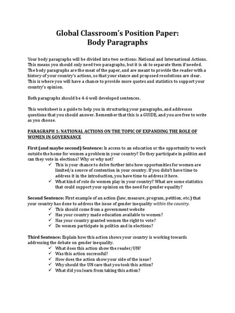 position paper body paragraphs gender inequality gender