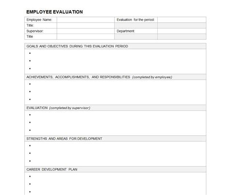 employee evaluation form employee performance evaluation