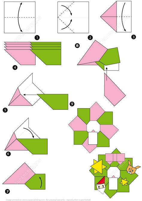 origami christmas wreath tutorial  printable papercraft templates
