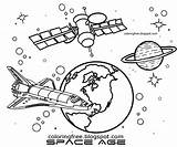 Satellite Space Coloring Pages Earth Sketch Nasa Template Skylab sketch template