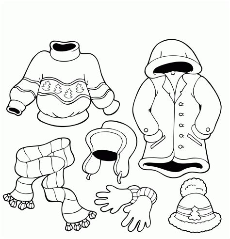 winter clothing coloring pages coloring home