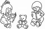 Reading Coloring Pages Children Book Girl Drawing Read Boy Books Child Kids Colouring Library Clipart Cartoon Color Printable Getdrawings Getcolorings sketch template