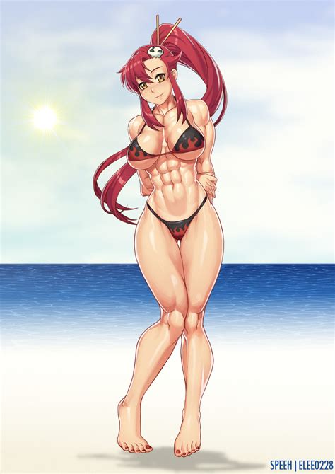 rule 34 1girl abs barefoot beach bikini blush elee0228 feet female muscle muscular muscular