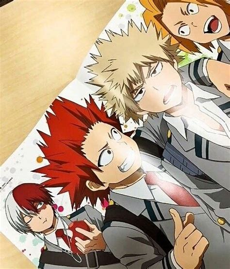 bakugou katsuki kirishima eijirou kaminari denki todoroki shouto offical art heroe