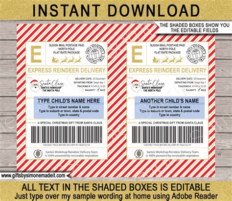 printable shipping labels  santa template christmas gift tags