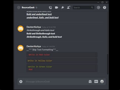 discord text formatting guide discord chat commands bouncegeek