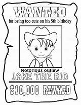 Wanted Poster Kids Coloring Cowboy Printable Birthday Posters Drawing Party Personalized Pages Childrens Color Cowgirl Etsy Getdrawings Favor Choose Board sketch template