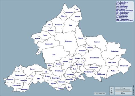 gelderland  map  blank map  outline map  base map outline municipalities names