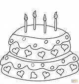 Cake Coloring Birthday Pages Candles Four Happy Printable Info Supercoloring sketch template