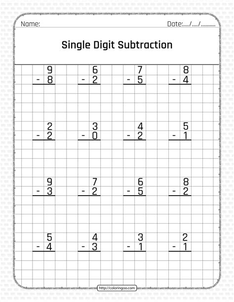 digit borrow subtraction regrouping  worksheets  printable