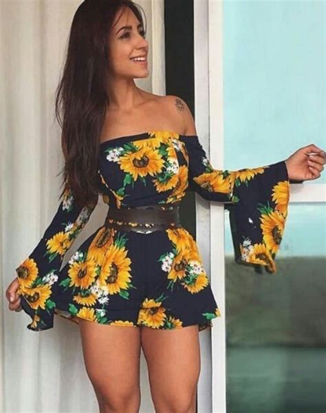 Sexy Latina Miniskirt Outfits Ideias Fashion Shoulder Dress Rompers