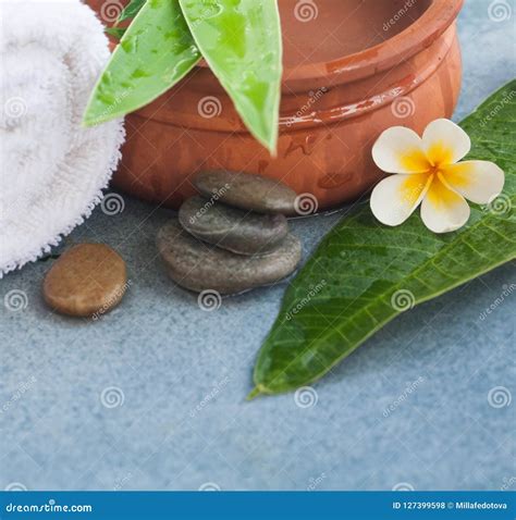 spa tropical set  sunlight  massage treatment stock photo