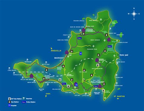 map  st maarten beaches maps