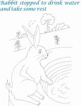 Rabbit Well Coloring Kids Pdf Open Print  sketch template