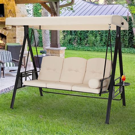 aecojoy  seater garden swing chairoutdoor swing bench  adjustable canopyswing chair