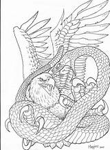 Eagle Snake Tattoo Drawing Outline Drawings Dragon Coloring Japanese Realistic Talons Vs Line Pages Eagles Draw Getdrawings Tattoos Chicanas Collection sketch template