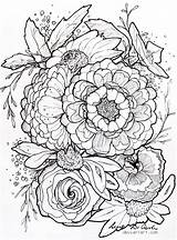Flower Tattoo Coloring Flowers Pages Deviantart Designs Adult Printable Floral Tattoos Drawings Books sketch template