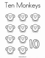 Coloring Monkeys Ten Print Favorites Login Add sketch template