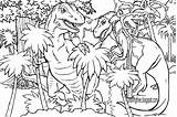 Coloring Pages Jurassic Drawing Dinosaur Dinosaurs Printable Park Color Rex Prehistoric Family Book Adults Kids Realistic Adult Dino Big Difficult sketch template