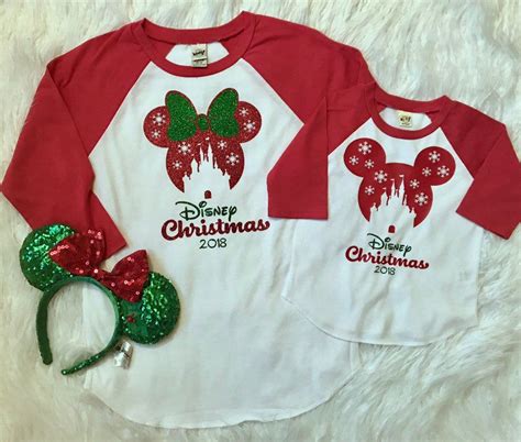 Christmas 2019 Disney Shirts Mickey Or Minnie Castle Snowflake Raglan