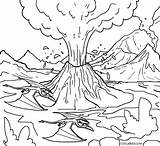 Coloring Volcano Kids Tsunami Pages Printable sketch template