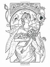 Coloring Pages Fairy Gothic Fairies Printable Adult House Nouveau Mystical Mermaid Anime Fantasy Elf Book Getcolorings Color Elves Mythical Print sketch template